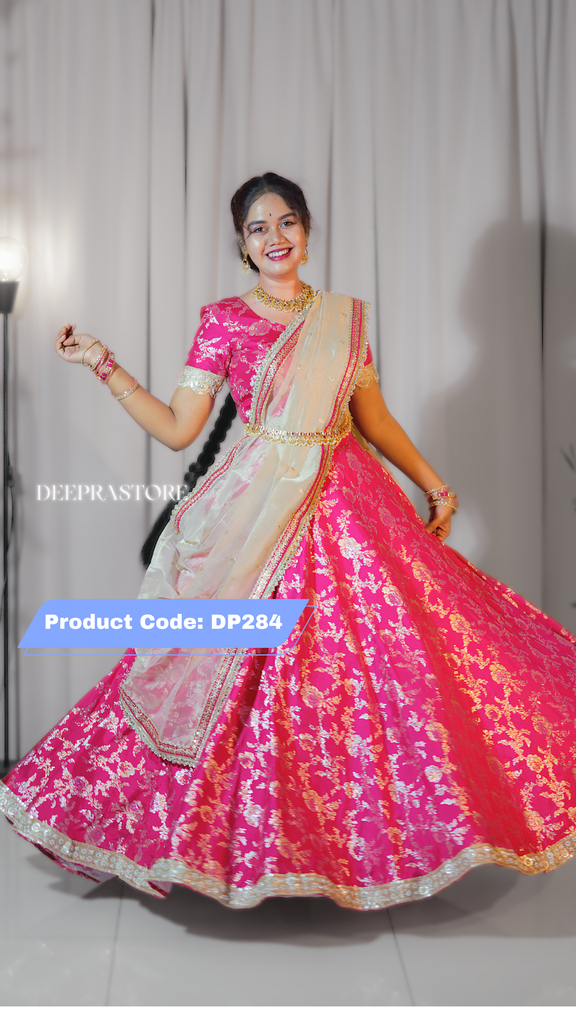 DP284 - Festive Banarasi Silk Lehenga / Half Saree Set