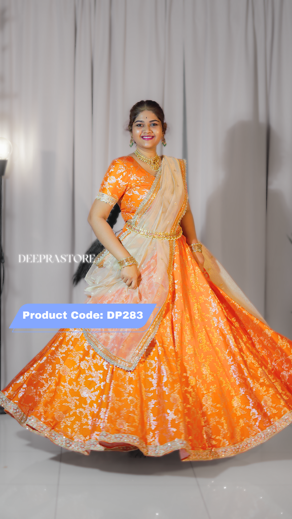 DP283 - Festive Banarasi Silk Lehenga / Half Saree Set