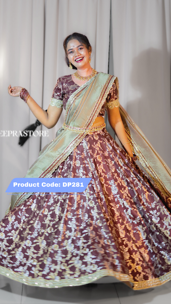 DP281 - Festive Banarasi Silk Lehenga / Half Saree Set