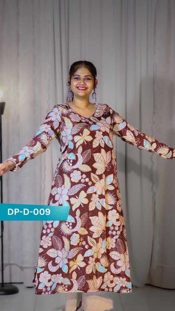 DP-D-009 – Straight Cut Top - Position Work on Natural Crepe Fabric - Custom Made