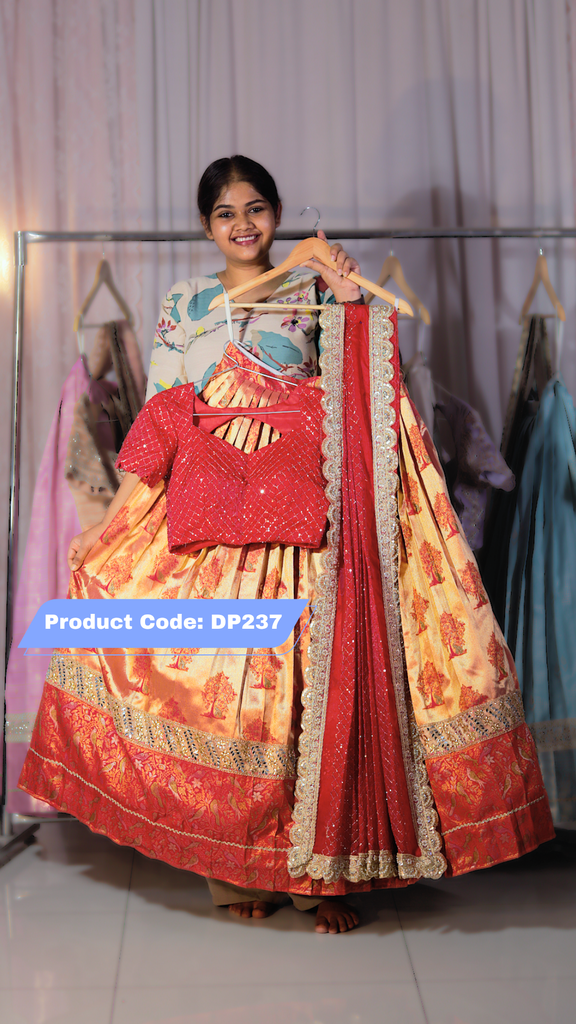 DP237 - Classic Banarasi Tissue Half Saree