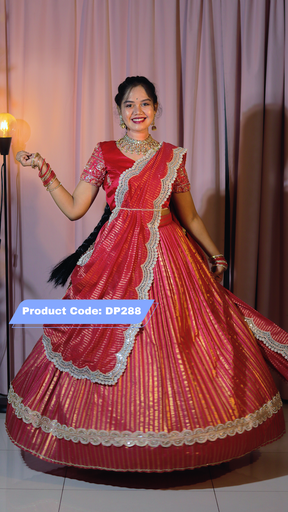 [DP288] Pure Tissue Half Saree -Made to Order