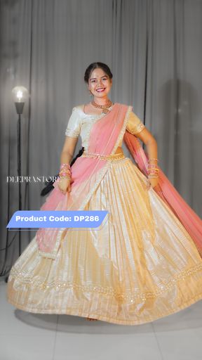 [DP286] DP286 - Pure Kehwa Tissue Gold Half Saree