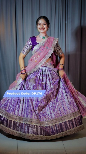 [DP176] Premium Pattu Ready-Wear Half Saree