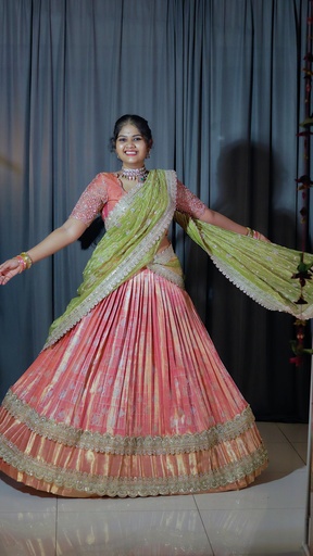[DP174] Premium Pattu Ready-Wear Half Saree