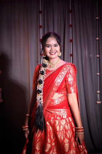 [DP019] Custom-Dyed Banarasi-Style Half Saree with Fine Zari Weaving & Premium Stitching
